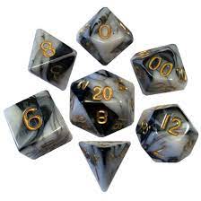 Mini Polyhedral Dice Set Marble w/Gold